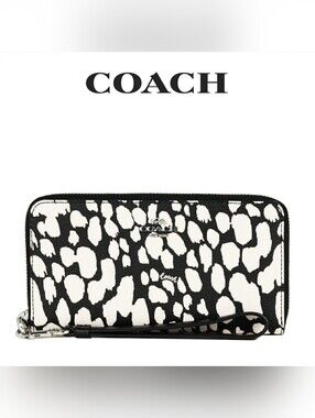 Coach Animal Print Long Zip Around Wallet CC473